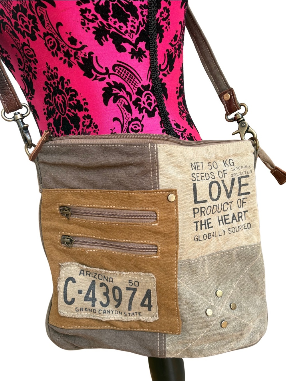 Myra Bag Seeds of Love Canvas Crossbody Bag Western Boho - Picture 3 of 11